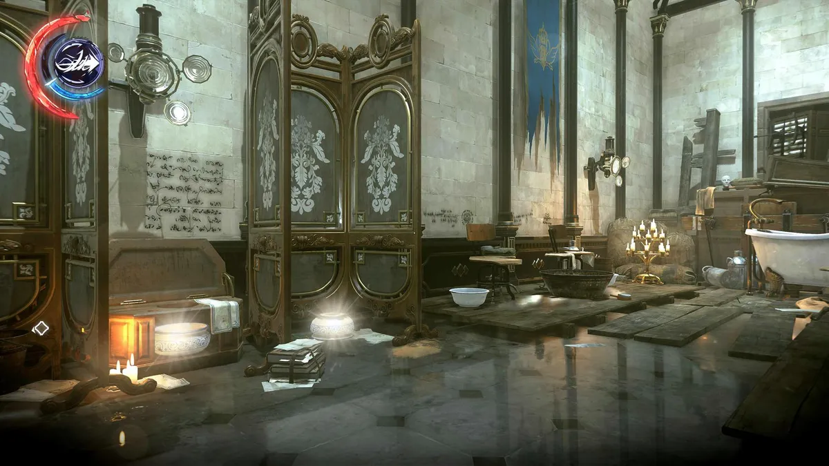 Dishonored 2 Dunwall Tower Hallway shitter - highlighted