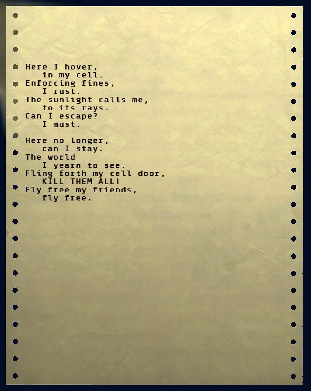 Fallout 76 Fly Free Poem