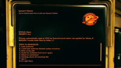 Outer Worlds Create a Ticket