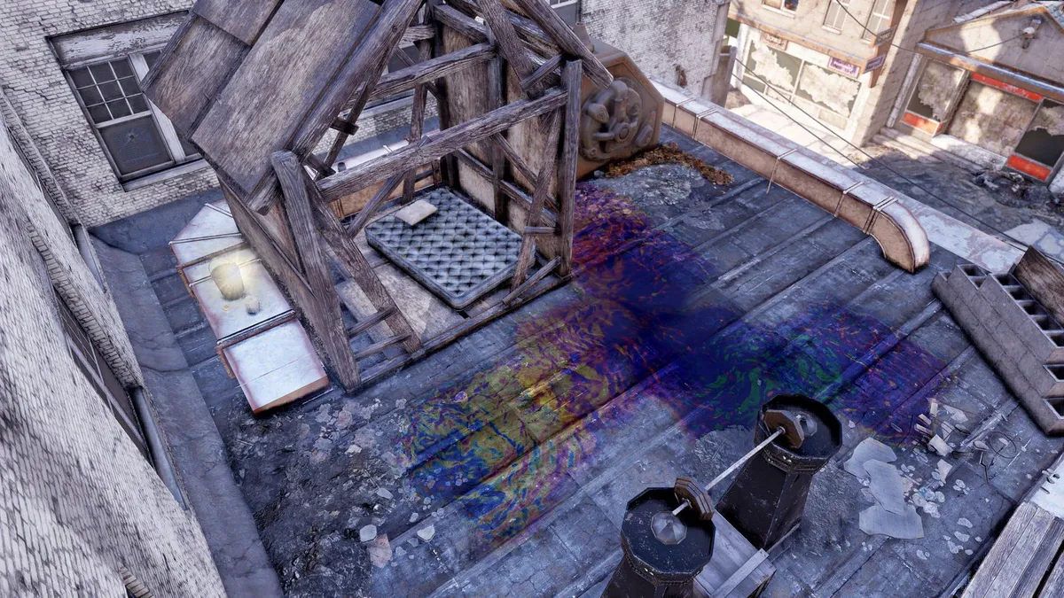 Fallout 76 Morgantown Rooftop Shitter - highlighted